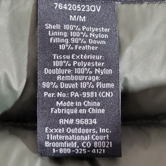 Slumberjack Down Quilted Puffer Coat Mens Medium Green Full Zip Pockets - Picture 6 of 7